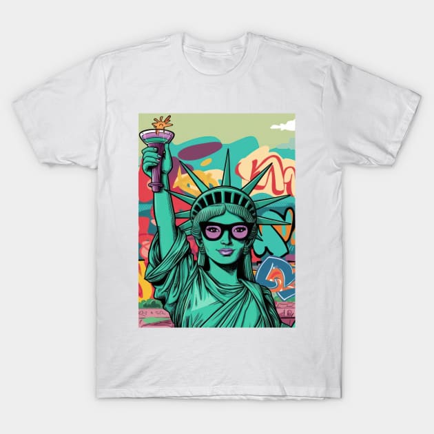 Urban Liberty: The Statue of Liberty's New Groove T-Shirt by TooplesArt